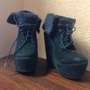 Boot Wedges With Leopard Print Inside